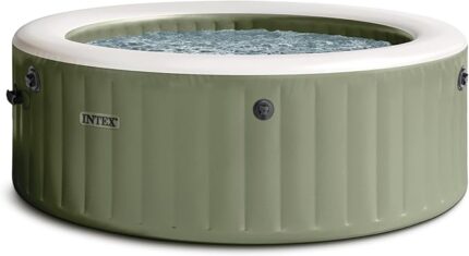 INTEX PureSpa 28425EG Aufblasbarer und tragbarer Whirlpool mit energiesparender Abdeckung, Salzwassersystem, 4 Personen, 195,6 x 71,1 cm