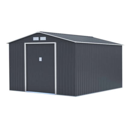 12,5 m² Gartenhaus aus grauem, verzinktem Stahl – Langlebig und robust